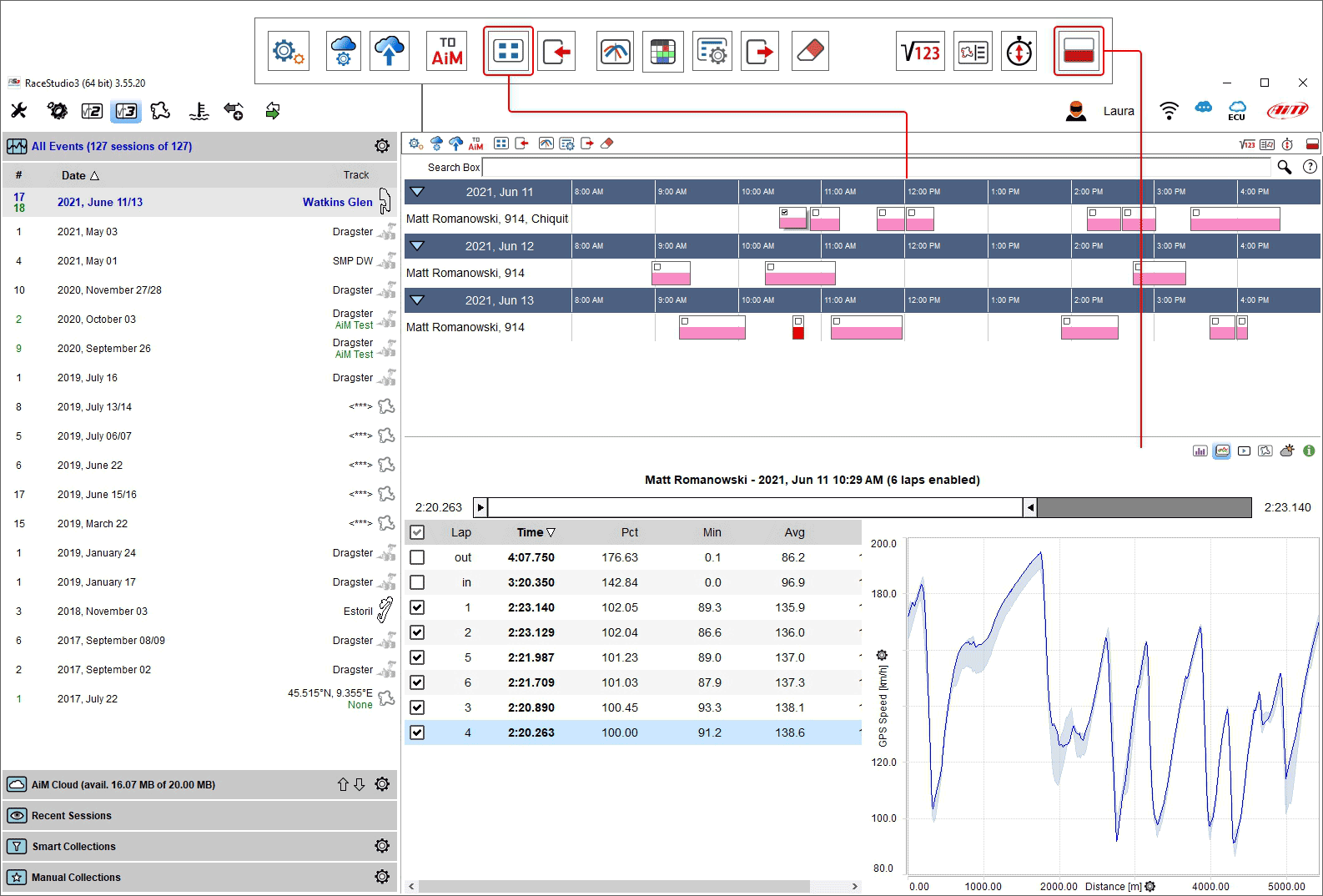 Sessions shown in Agenda mode bottom